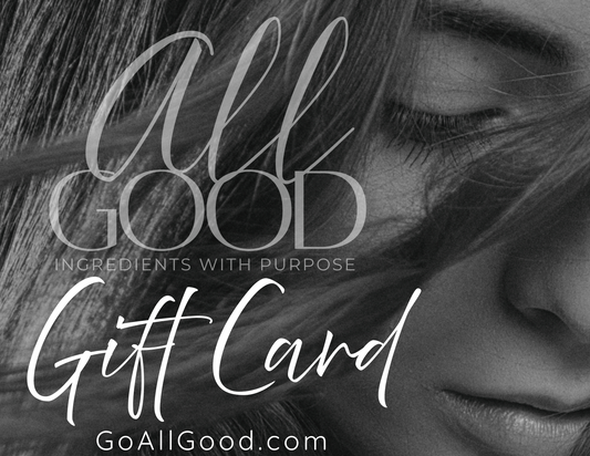 All Good Gift Card with natural self-care theme and GoAllGood.com website.